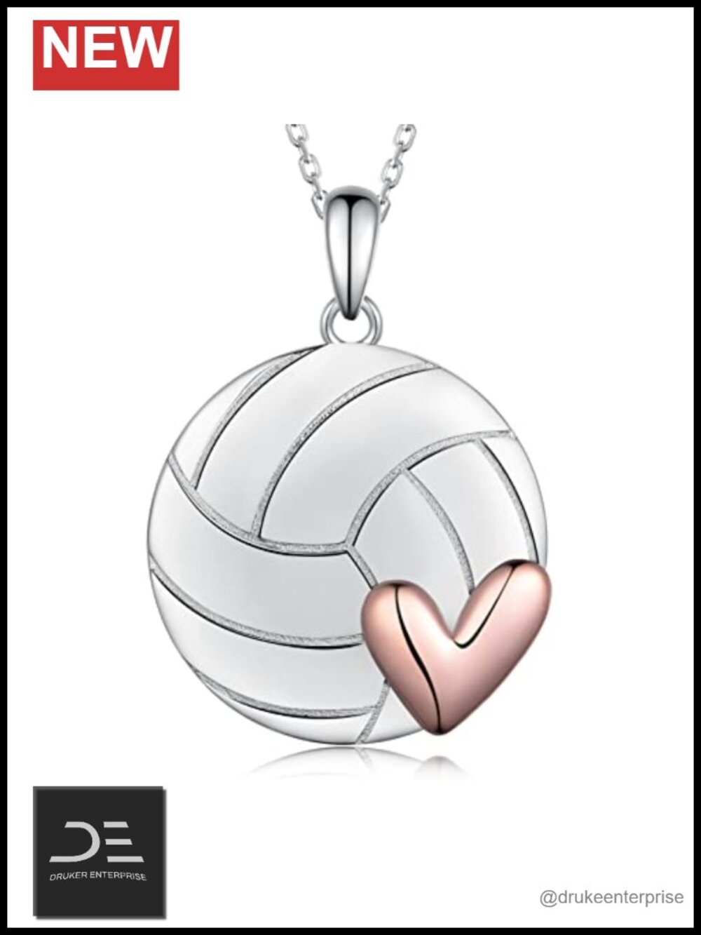 925 Sterling Silver Sports Pendant Necklace Volleyball Softball Basketball